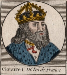 Portret Clothaire I (497 - 561), króla Neustrii i króla Franków - Clothar I, King of the Franks - rycina z „Instruction sur l