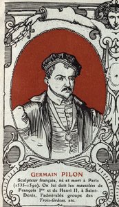 Portret Germaina Pilona (1535-1590), francuskiego rzeźbiarza. Rycina z 1914 r. Ze zbiorów prywatnych. autorstwa Anonymous Anonymous