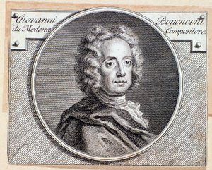 Portret włoskiego kompozytora barokowego i wiolonczelisty Giovanniego Battisty Bononciniego (Grawerowanie. XVIII wiek) autorstwa Anonymous Anonymous