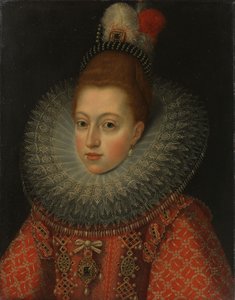 Portret Małgorzaty Austriackiej (1584-1611) Królowej Hiszpanii, ok. 1600 r. (olej na miedzi) autorstwa Anonymous Anonymous