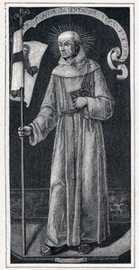Portret św. Jana Kapistrana (Giovanni da Capestrano) (1386-1456), franciszkanin włoski. Z obrazu z XV wieku autorstwa Bartolomeo Vivariniego. Grawer w „Misjach katolickich w XIX wieku” Louis-Eugene (Louis Eugene) Louvet. prywatna firma autorstwa Anonymous Anonymous