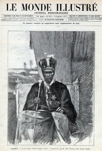 Portret Tofy I (Toffa) (ok. 1850-1908), króla Dahomeju (Benin) do Porto Novo (Porto-Novo). Gazeta. Grawer „Le monde illustree” z 1892 r. Ze zbiorów prywatnych. autorstwa Anonymous Anonymous