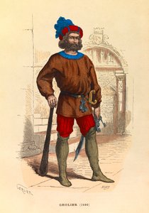 Portret geoliera w Paryżu w 1490 r., rycina - kolekcja prywatna autorstwa Anonymous Anonymous