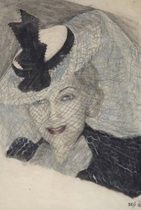 Portret aktorki Lyubov Orlova - Lioubov Petrovna Orlova (1902-1975) - Anonim. Akwarela, gwasz, kolor biały, tusz na papierze autorstwa Anonymous Anonymous