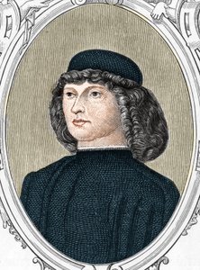 Portret włoskiego malarza Giovanniego Belliniego powiedział il Giambellino (1425/1433-1516), rycina z 1859 r. W „” galeriach Europa - Włochy „” Armandaud. Prywatna kolekcja. autorstwa Anonymous Anonymous