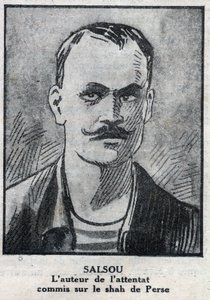 Portret anarchisty Francois Salsou, który dokonał ataku na szacha perskiego Muzaffar ad Din (Muzaffar ad Din), w Paryżu 2 sierpnia autorstwa Anonymous Anonymous