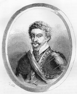 Portret marszałka Charlesa de Gontaut, barona, a następnie księcia Biron (1562-1602) - Rycina z 1863 roku w „Le Livre Rouge - Histoire De L