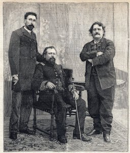 Portret trzech „akademików”: Mariusa Tournade, Achille Le Roy i Maxime Lisbon (1839-1905), którzy chcieli ośmieszyć Akademię Francuską. Grawerowanie w „Le Petit Parisien”” w dniu 4/06/1893. autorstwa Anonymous Anonymous