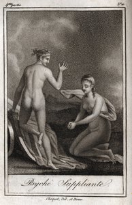 Psyche błaga. Rycina z 1819 r. w „Lettres a Emilie sur la mitologie” Charlesa Alberta Demoustiera (1760-1801). Prywatna kolekcja. autorstwa Anonymous Anonymous