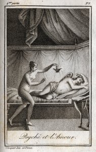 Psyche and Cupid Grawerowanie z 1819 r. w „Listach do Emilie o mitologii” Charlesa Alberta Demoustiera (1760-1801). Prywatna kolekcja. autorstwa Anonymous Anonymous