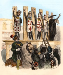 Kara za gwóźdź w XVI wieku. Ilustracja w „”Mysteres of the Inquisition and Other Secret Society of Spain”” Victor de Fereal, Suberwick, Manuel Galo de Cuendias autorstwa Anonymous Anonymous