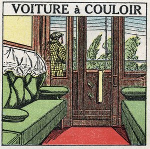 Koleje: wagon korytarzowy. Anonimowa ilustracja z 1925 r. Ze zbiorów prywatnych. autorstwa Anonymous Anonymous