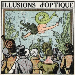 Odbicie światła: złudzenie optyczne. Używanie lodów, aby dać iluzję kobiecej ryby. Anonimowa ilustracja z 1925 r. Ze zbiorów prywatnych. autorstwa Anonymous Anonymous