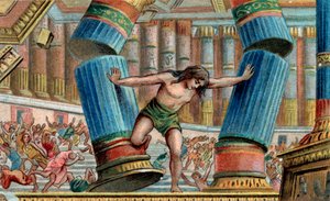 Samson burzący Świątynię Dagona - Chromolitografia - Kolekcja prywatna autorstwa Anonymous Anonymous
