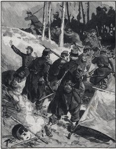 Scena z powieści Emila Zoli (1840-1902) „Porażka””. Grawer w „Le petit parisien”” 28.02.1892. Prywatna kolekcja autorstwa Anonymous Anonymous