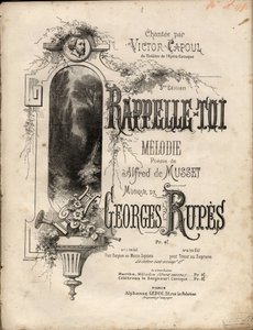 Partytura melodii „”zapamiętaj-se”” Georgesa Rupesa według poezji Aldre de Musset. Prywatna kolekcja. autorstwa Anonymous Anonymous
