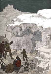 Poszukiwanie kości słoniowej mamuta na Syberii w XIX wieku. Grawer z 1885 roku w „Les arts et metiers illustres” Adolphe BITARD. autorstwa Anonymous Anonymous