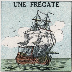 Statki i statki: fregata. Anonimowa ilustracja z 1925 r. Ze zbiorów prywatnych. autorstwa Anonymous Anonymous
