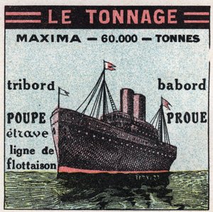Statki i statki: tonaż. Anonimowa ilustracja z 1925 r. Ze zbiorów prywatnych. autorstwa Anonymous Anonymous