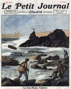 Sinn feiners (sinn-feiners), członkowie oddziału politycznego Irlandzkiej Armii Republikańskiej (IRA) w Irlandii, wypływają na łodzie, aby zbliżyć się do okrętów podwodnych ze Stanów Zjednoczonych, potajemnie dostarczając Irlandii broń i amunicję. Ilustrac autorstwa Anonymous Anonymous