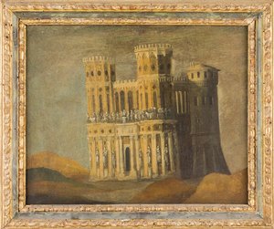 Souvenir imaginaire de Castel Nuovo - Wspomnienie urojone Maschio Angioino, autorstwa Nome, Francois de (1593-po 1630). Olej na płótnie, I tercja XVII w. Wymiar: 27,5x34 cm. Prywatna kolekcja autorstwa Anonymous Anonymous