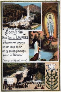 Pamiątkowa pocztówka z Lourdes - Hautes Pyrenees (65) około 1900 roku. autorstwa Anonymous Anonymous