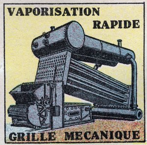 Wytwornice pary: ruszt mechaniczny umożliwiający automatyczne ładowanie kotła. Anonimowa ilustracja z 1925 r. Ze zbiorów prywatnych. autorstwa Anonymous Anonymous