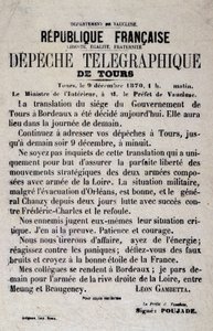 Wiadomości telegraficzne z Tours z 9.12.1870 autorstwa Léona Gambetty. autorstwa Anonymous Anonymous