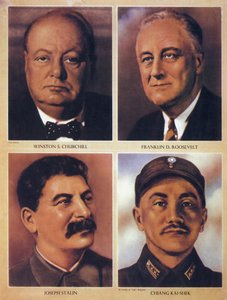 Alianci przywódcy II wojny światowej - Winston Churchill, Franklin Delano Roosevelt, Józef Stalin i Czang Kaj Szek - 1943 autorstwa Anonymous Anonymous