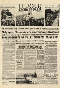 Bitwa o Belgię lub kampania belgijska - 18-dniowa kampania - niemiecka inwazja na Belgię w czasie II wojny światowej - Dziennik „” Le Jour. L