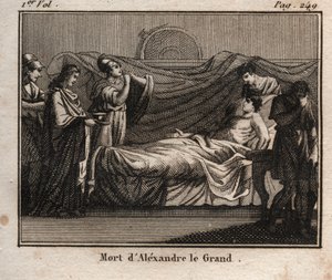 Śmierć króla Macedonii Aleksandra Wielkiego (356-323 p.n.e.) -Śmierć Aleksandra Wielkiego (356-323 p.n.e.) - Króla Macedonii (336-323 p.n.e.) Opowieści rzymskie” 1816 - Zbiory prywatne autorstwa Anonymous Anonymous