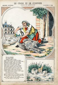 Łabędź i kucharz. Anonimowa ilustracja do Les Fables autorstwa Jeana de LA FONTAINE (Lafontaine) (1621-1695). Obraz Pont-a-Mousson, ok. 1880 r. Ze zbiorów prywatnych. autorstwa Anonymous Anonymous