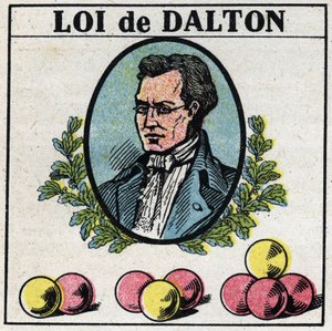 Atomy: Prawo Johna Daltona (1766-1844). Anonimowa ilustracja z 1925 r. Ze zbiorów prywatnych. autorstwa Anonymous Anonymous