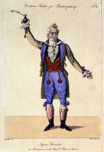 Bas Giuseppe Frezzolini (1789-1861) w interpretacji Doktora Dulcamary w operze „Napój miłosny” Gaetano Donizettiego (1797-1848) podczas występu w Teatro della Canobbiana w Mediolanie 12.05.1832. autorstwa Anonymous Anonymous
