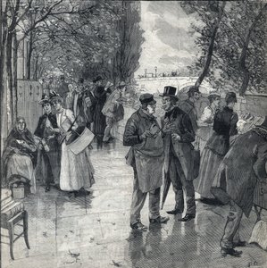 Spacer po książkach nad brzegami paryskich nabrzeży. Grawerowanie w „Le petit parisien”” z dnia 30.10.1892 r. Prywatna kolekcja autorstwa Anonymous Anonymous
