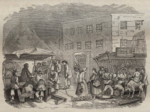 Stołówka bagne de Rochefort w XIX wieku. Grawer „Historia skazanych od ich powstania do dnia dzisiejszego” (1877) autorstwa Pierre