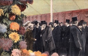 Impreza chryzantemowa: oficjalna wystawa chryzantemowa. Rytownictwo. Jedna z gazet „Le petit parisien”” z dnia 20.11.1910. Prywatna kolekcja. autorstwa Anonymous Anonymous