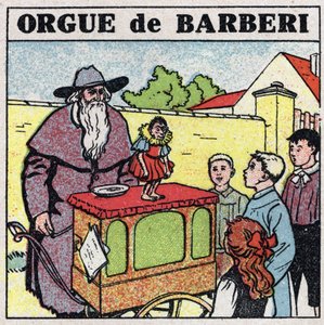 Efekty muzyczne: kłujący organista i małpka zabawiają dzieci na ulicy. Anonimowa ilustracja z 1925 r. Ze zbiorów prywatnych. autorstwa Anonymous Anonymous