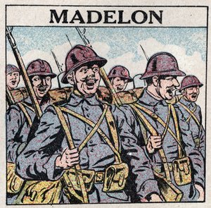 Efekty muzyczne: francuska piosenka „La Madelon” dodaje odwagi wojsku. Anonimowa ilustracja z 1925 r. Ze zbiorów prywatnych. autorstwa Anonymous Anonymous