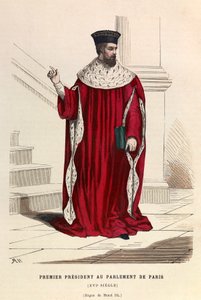 Pierwszy prezydent Parlamentu Paryża w XVI wieku za panowania króla Henryka III - Pierwszy Prezydent Parlamentu Paryża XVI wiek - kolekcja prywatna autorstwa Anonymous Anonymous