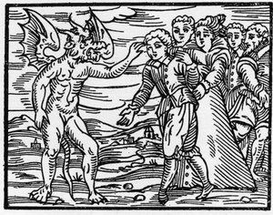 Odcisk czarciego szponu – „Kompendium Maleficarum” – opowiada o czarownicach, ich zła i szponach autorstwa Francesco Marii Guazzo lub Guaccio lub Guaccius (15??-16??) 1608 Kolekcja prywatna autorstwa Anonymous Anonymous