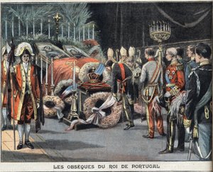 Obsesya króla Portugalii Karola I (1863-1908) zginęła zamordowana 1 lutego 1908 r. Rycina z gazety „Le Peute Parisien” 23.02.1908 r. Prywatna kolekcja. autorstwa Anonymous Anonymous