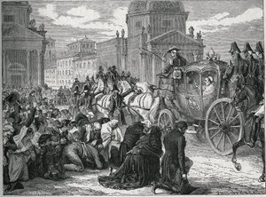 Triumfalny wjazd papieża Piusa VII (Pio) (1742-1823) w Rzymie (Rzym) w dniu 24 maja 1814 r. Rycina z XIX wieku. Prywatna kolekcja. autorstwa Anonymous Anonymous