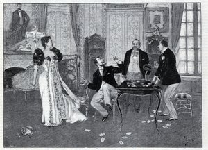 Przedstawienia teatralne: „”The Systeme Ribadier””, wodewil Georgesa Feydeau (1862-1921) i Maurice’a Hennequina (1863-1926) w Theatre du Palais-Royal w Paryżu. Grawer „Le monde illustree” z 1892 r. Ze zbiorów prywatnych. autorstwa Anonymous Anonymous