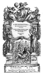 Strona tytułowa „” The Architecture of Leon Battista (Leon Battista) Alberti: przetłumaczone na język florencki przez Cosimo Bartoli „” de 1550. (De Architectura) (architektura) autorstwa Anonymous Anonymous