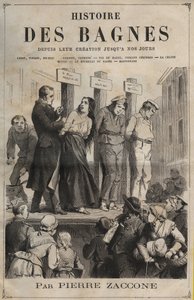 Strona tytułowa książki „Historia skazanych od ich powstania do dzisiaj” (1877) autorstwa Pierre