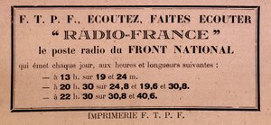 Traktat FFI-FTPF wzywający do słuchania Radia France, „”stacji radiowej Frontu Narodowego”” autorstwa Anonymous Anonymous
