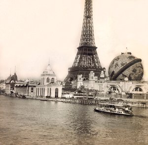 Ekspozycja Powszechna 1900 - Exposition Universelle de 1900 w Paryżu: Globus Niebieski i Wieża Eiffla - kolekcja prywatna autorstwa Anonymous Anonymous
