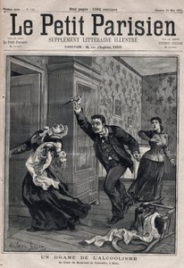 Różne fakty: dramat alkoholizmu - Le crime du Boulevard de Courcelles w Paryżu - Grawer w „Le petit Parisien” z 1891 r. - Kolekcja prywatna autorstwa Anonymous Anonymous