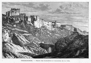 Widok na Palais des Comes i mury miasta Trebizonde (Turcja). Grawer w „Les Missions Catholiques au XIXeme Siecle” Louis-Eugene (Louis Eugene) Louvet. prywatna kolekcja. autorstwa Anonymous Anonymous